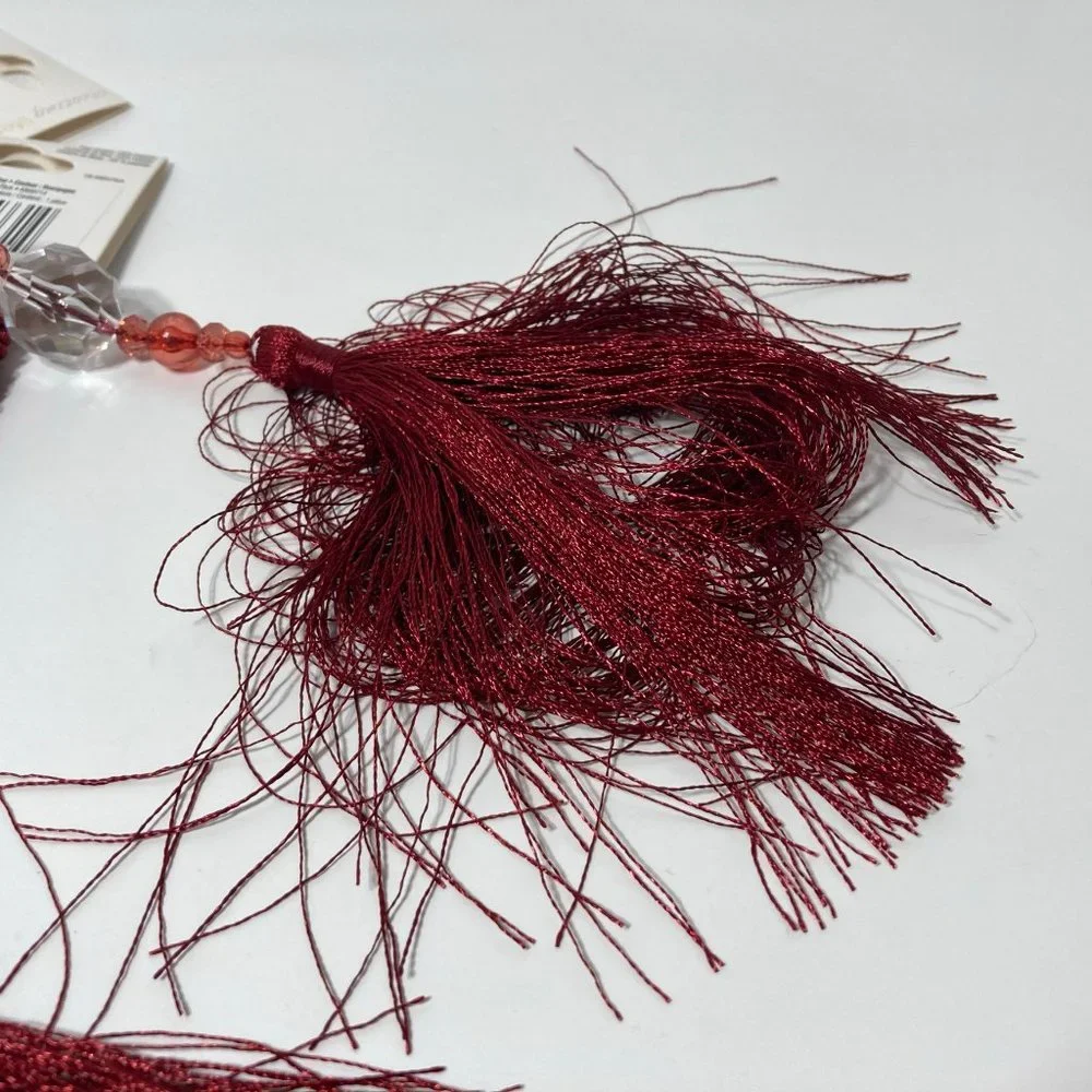 Burgundy Red Beaded Curtain Tieback Set of 2 Long
